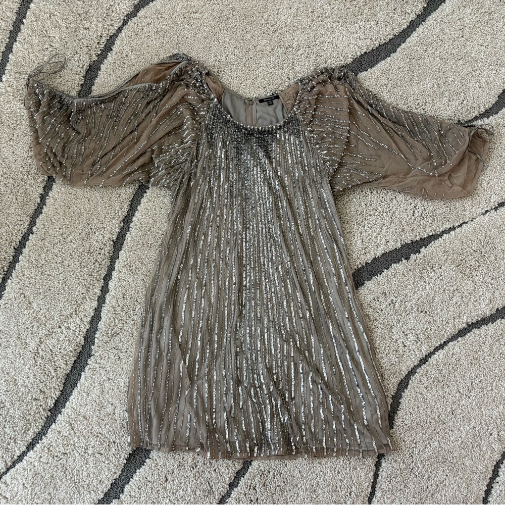 Embellished Taupe Party Dress